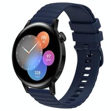 Per Huawei Watch GT3 42mm 20mm Cinturino in silicone tinta unita con motivo a pois ondulato (blu navy)