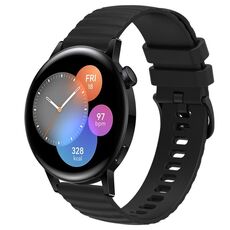 Per Huawei Watch GT3 42mm 20mm Cinturino in silicone tinta unita con motivo a pois ondulato (nero)