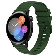 Per Huawei Watch GT3 42mm 20mm Cinturino in silicone tinta unita con motivo a pois ondulato (verde militare)