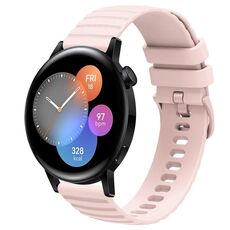 Per Huawei Watch GT3 42mm 20mm Cinturino in silicone tinta unita con motivo a pois ondulato (rosa)