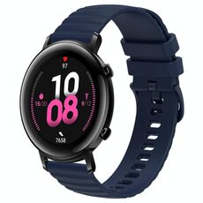 Per Huawei Watch GT2 42mm 20mm Cinturino in silicone tinta unita con motivo a pois ondulato (blu navy)