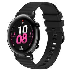 Per Huawei Watch GT2 42mm 20mm Cinturino in silicone tinta unita con motivo a pois ondulato (nero)