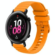 Per Huawei Watch GT2 42mm 20mm Cinturino in silicone tinta unita con motivo a pois ondulato (giallo)