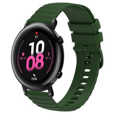 Per Huawei Watch GT2 42mm 20mm Cinturino in silicone tinta unita con motivo a pois ondulato (verde militare)