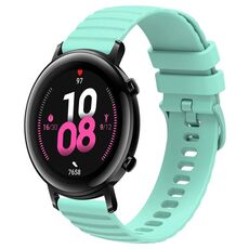Per Huawei Watch GT2 42mm 20mm cinturino in silicone tinta unita con motivo a pois ondulato (verde acqua)