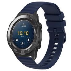Per Huawei Watch 2 Cinturino in silicone tinta unita con motivo a pois ondulato da 20 mm (blu navy)