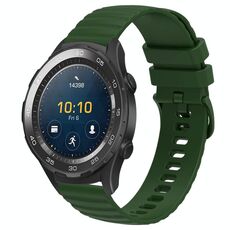 Per Huawei Watch 2 Cinturino in silicone a tinta unita con motivo a punti ondulati da 20 mm (verde militare)