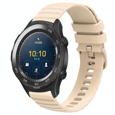 Per Huawei Watch 2 cinturino in silicone tinta unita con motivo a pois ondulato da 20 mm (beige)