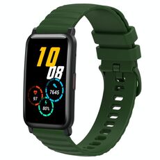 Cinturino per orologio in silicone tinta unita con motivo a punti ondulati da 20 mm per Honor Watch ES (verde militare)