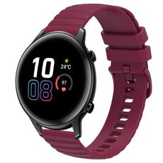 Cinturino per orologio in silicone a tinta unita For Honor Magic Watch2 42 mm 20 mm con motivo a punti ondulati (rosso vino)
