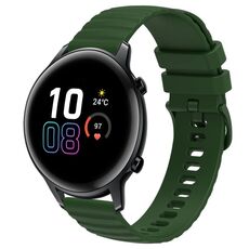Per Honor Magic Watch2 42mm 20mm Cinturino in silicone tinta unita con motivo a pois ondulato (verde militare)