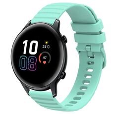 Cinturino per orologio in silicone a tinta unita For Honor Magic Watch2 42 mm 20 mm con motivo a punti ondulati (verde acqua)