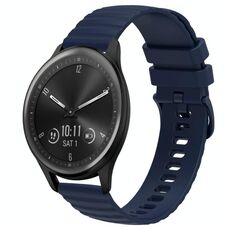 Per Garmin Vivomove Sport Cinturino per orologio in silicone tinta unita con motivo a pois ondulato da 20 mm (blu navy)