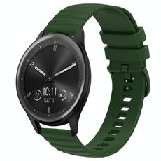Per Garmin Vivomove Sport Cinturino per orologio in silicone tinta unita con motivo a pois ondulato da 20 mm (verde militare)