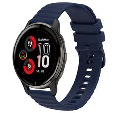 Per Garmin Venu 2 Plus cinturino per orologio in silicone tinta unita con motivo a punti ondulati da 20 mm (blu navy)