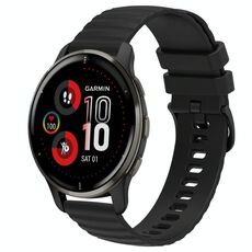 Per Garmin Venu 2 Plus cinturino in silicone tinta unita con motivo a punti ondulati da 20 mm (nero)