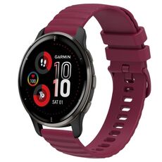 Per Garmin Venu 2 Plus cinturino in silicone tinta unita con motivo a punti ondulati da 20 mm (rosso vino)