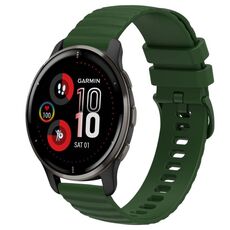 Per Garmin Venu 2 Plus cinturino in silicone tinta unita con motivo a pois ondulato da 20 mm (verde militare)