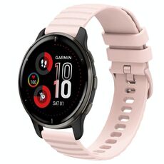 Per Garmin Venu 2 Plus cinturino in silicone tinta unita con motivo a punti ondulati da 20 mm (rosa)