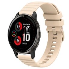 Cinturino per orologio in silicone a tinta unita con motivo a punti ondulati da 20 mm per Garmin Venu 2 Plus (beige)