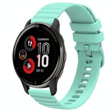 Per Garmin Venu 2 Plus cinturino in silicone tinta unita con motivo a pois ondulato da 20 mm (verde acqua)