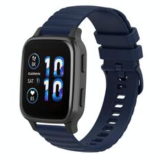 Per Garmin Forerunner Sq2 Cinturino per orologio in silicone tinta unita con motivo a punti ondulati da 20 mm (blu navy)