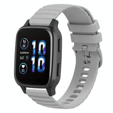 Per Garmin Forerunner Sq2 Cinturino per orologio in silicone a tinta unita con motivo a punti ondulati da 20 mm (grigio)