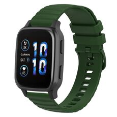 Per Garmin Forerunner Sq2 Cinturino per orologio in silicone tinta unita con motivo a pois ondulato da 20 mm (verde militare)