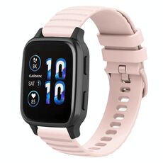 Per Garmin Forerunner Sq2 Cinturino per orologio in silicone tinta unita con motivo a punti ondulati da 20 mm (rosa)