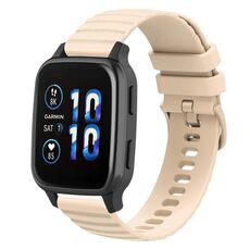 Per Garmin Forerunner Sq2 Cinturino per orologio in silicone tinta unita con motivo a punti ondulati da 20 mm (beige)