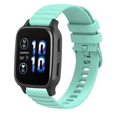 Per Garmin Forerunner Sq2 Cinturino per orologio in silicone tinta unita con motivo a pois ondulato da 20 mm (verde acqua)