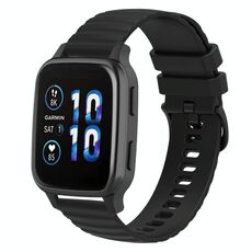 Per Garmin Forerunner Sq2 Music Cinturino per orologio in silicone tinta unita con motivo a punti ondulati da 20 mm (nero)