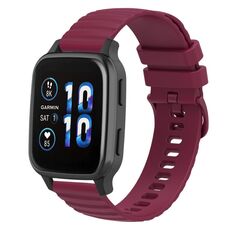 Per Garmin Forerunner Sq2 Music Cinturino per orologio in silicone tinta unita con motivo a punti ondulati da 20 mm (rosso vino)