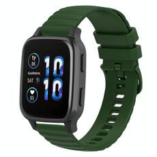 Per Garmin Forerunner Sq2 Music 20mm Cinturino in silicone a tinta unita con motivo a punti ondulati (verde militare)