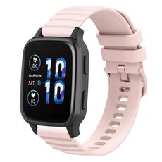 Per Garmin Forerunner Sq2 Music Cinturino per orologio in silicone tinta unita con motivo a punti ondulati da 20 mm (rosa)