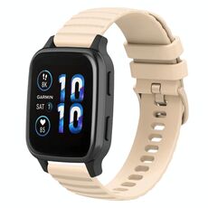 Per Garmin Forerunner Sq2 Music Cinturino per orologio in silicone tinta unita con motivo a pois ondulato da 20 mm (beige)