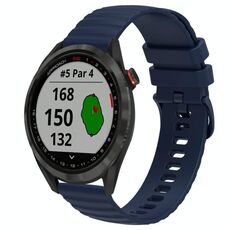 Per Garmin Approach S40 Cinturino per orologio in silicone a tinta unita con motivo a punti ondulati da 20 mm (blu navy)