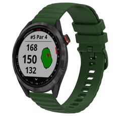Per Garmin Approach S40 Cinturino per orologio in silicone tinta unita con motivo a punti ondulati da 20 mm (verde militare)