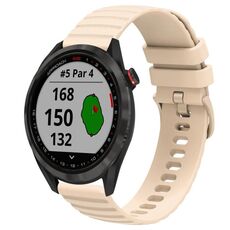 Per Garmin Approach S40 Cinturino per orologio in silicone tinta unita con motivo a punti ondulati da 20 mm (beige)