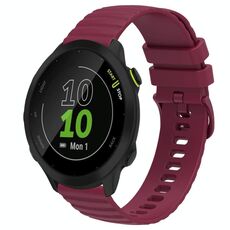 Per Garmin Forerunner 55 Cinturino in silicone a tinta unita con motivo a punti ondulati da 20 mm (rosso vino)