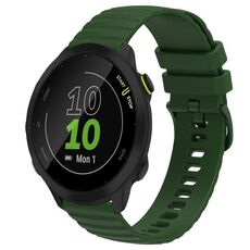 Per Garmin Forerunner 55 Cinturino per orologio in silicone tinta unita con motivo a punti ondulati da 20 mm (verde militare)