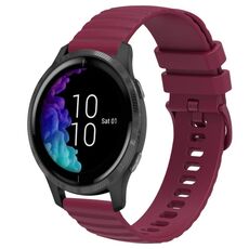 Per Garmin Venu cinturino in silicone tinta unita con motivo a punti ondulati da 20 mm (rosso vino)