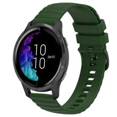 Per Garmin Venu 20mm cinturino in silicone tinta unita con motivo a punti ondulati (verde militare)