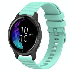 Per Garmin Venu cinturino in silicone tinta unita con motivo a pois ondulato da 20 mm (verde acqua)