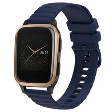 Per Garmin Venu SQ 20mm cinturino in silicone a tinta unita con motivo a punti ondulati (blu navy)