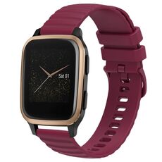 Per Garmin Venu SQ 20mm cinturino in silicone tinta unita con motivo a punti ondulati (rosso vino)