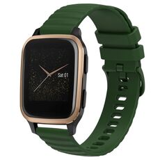 Per Garmin Venu SQ 20mm cinturino in silicone a tinta unita con motivo a punti ondulati (verde militare)