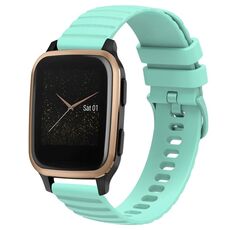 Per Garmin Venu SQ Cinturino per orologio in silicone tinta unita con motivo a pois ondulato da 20 mm (verde acqua)