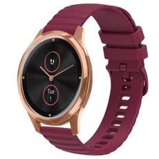 Per Garminmove Luxe 20mm cinturino in silicone a tinta unita con motivo a punti ondulati (rosso vino)