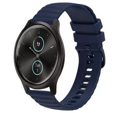 Cinturino per orologio in silicone a tinta unita con motivo a punti ondulati Garminmove Style 20 mm (blu navy)